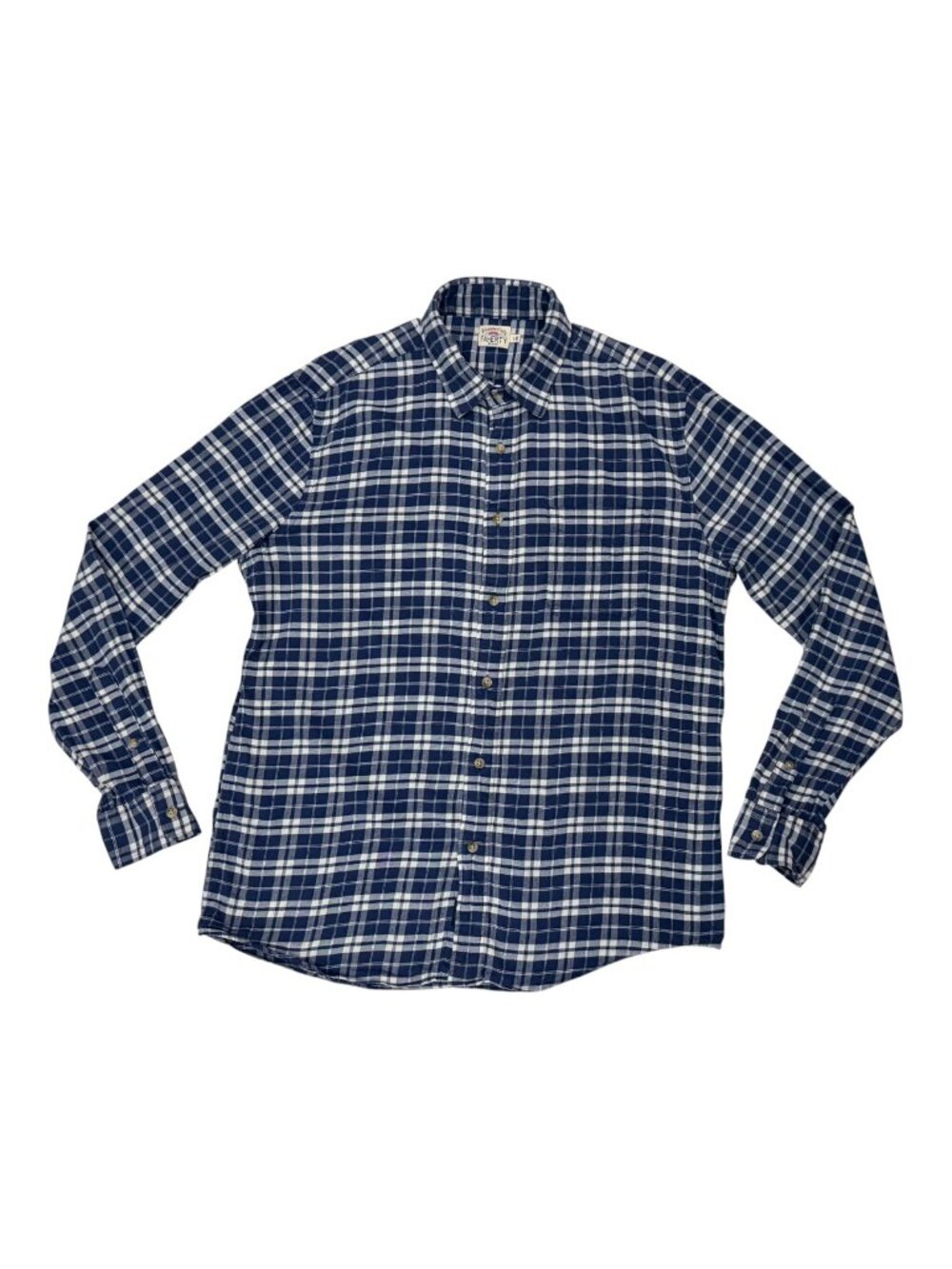 Faherty Men's Large Flannel Shirt Blue Plaid Long Sleeve Button Down